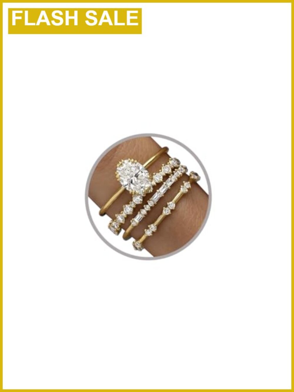 Dainty Stackable Rings for Women - Gold Plated Cubic Zirconia, Sizes 6-11